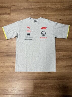 Puma Shirt Mens Small Gray Formula 1 F1 Forever Faster Graphic Tee Motorsport